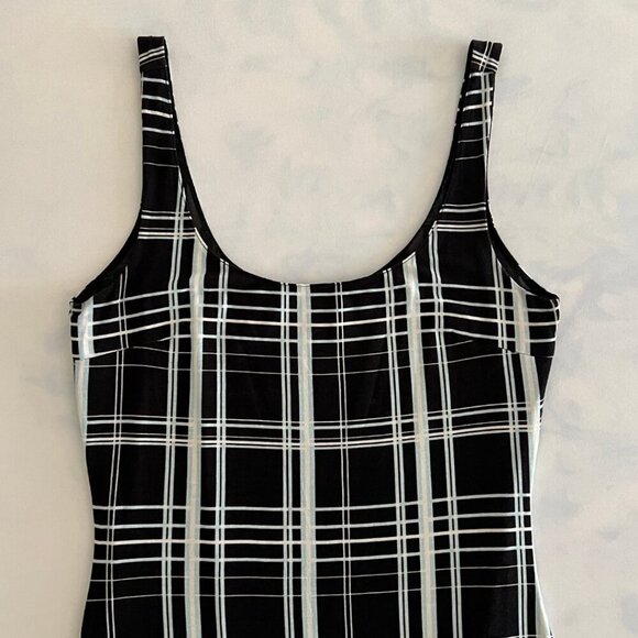 Elizabeth & James Black & Blue Tartan Plaid Silk Mini Dress - Picture 3 of 8